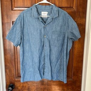 Goodfellow & Co Men's Blues Button Down Short Sleeved Shirt